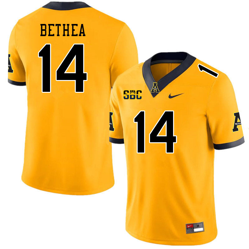 Men #14 Jayden Bethea Appalachian State Mountaineers College Football Jerseys Stitched Sale-Gold